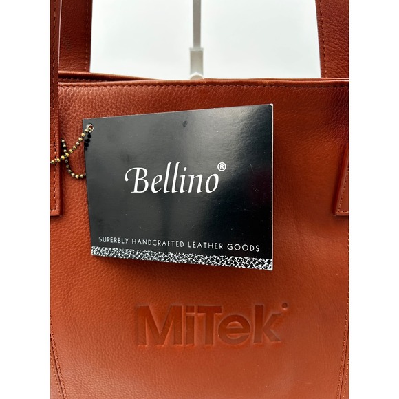 Bellino Leather Tote Women Cognac Top Grain Large Shopper Bag Laptop/Work Tote - Picture 3 of 9